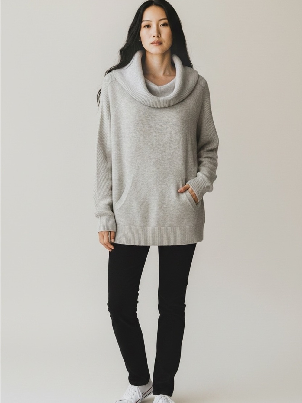Fate Soft Heather Gray Cowl Neck Sweater